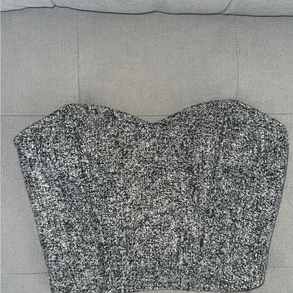 Black and White Textured Bustier Top